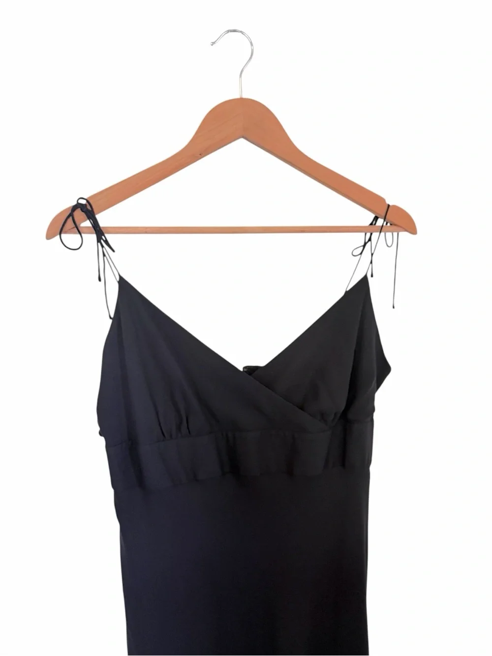 J.Crew Vintage 100% Silk Black Midi Dress 12 Tie Strap Y2K Cocktail